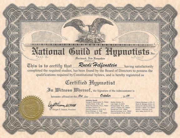 Hypnose Diplom R.Helfenstein
